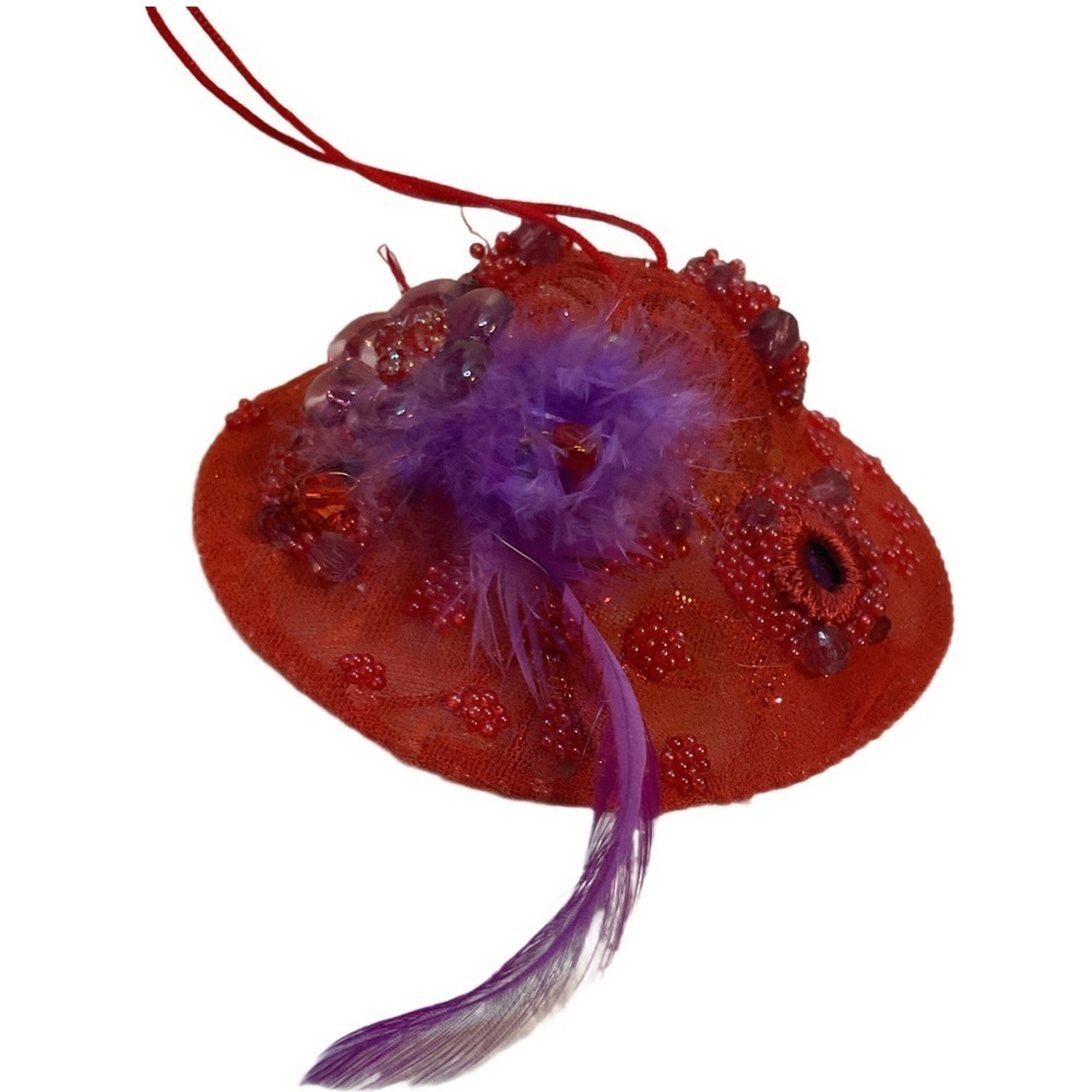 Avon Red and Purple Decorative Ornament Red Hat Ladies Society beaded